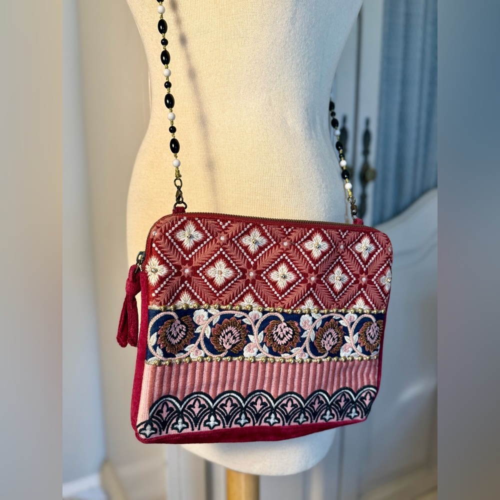 Anthropologie Boho Deanna Embroidered & Beaded Embellished Crossbody Bag - Picture 5 of 9